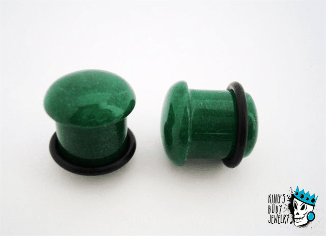 Green Aventurine Single Flare Stone Plugs (8 guage - 12 mm)