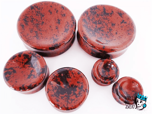 Mahogany Obsidian Concave/Convex Stone Plugs  (8 gauge - 1 1/8 inch)