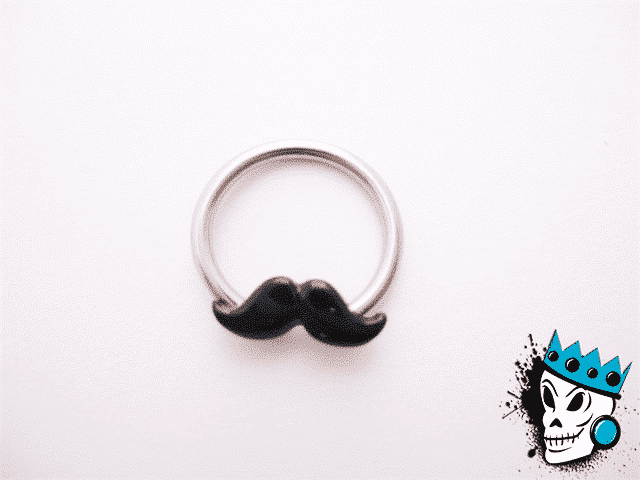 Mustache captive bead rings (14 gauge)