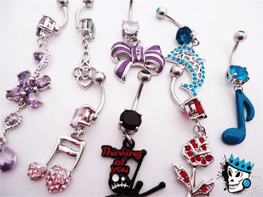 STEEL DANGLE Navel Ring Lot 5 (14 gauge)