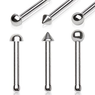 Stainless Steel Nostril Bone with Ball - Various Colors (20-18 gauge)