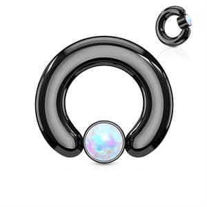 Big Opal Black captive bead rings (12 gauge - 2g)