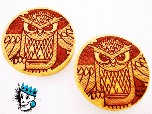 Laser Engraved Owl Plugs (15/16 inch - 1 1/16 inch)