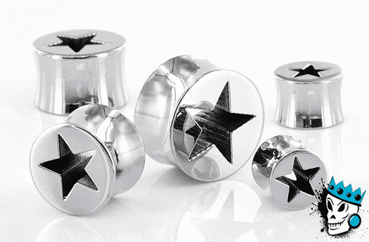 Stainless Steel Hollow Star Plugs (1/2 inch - 5/8 inch)