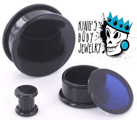 Stash Plug Black Acrylic Stash Plugs (6 gauge - 1 & 7/8 inch) | King's Body Jewelry