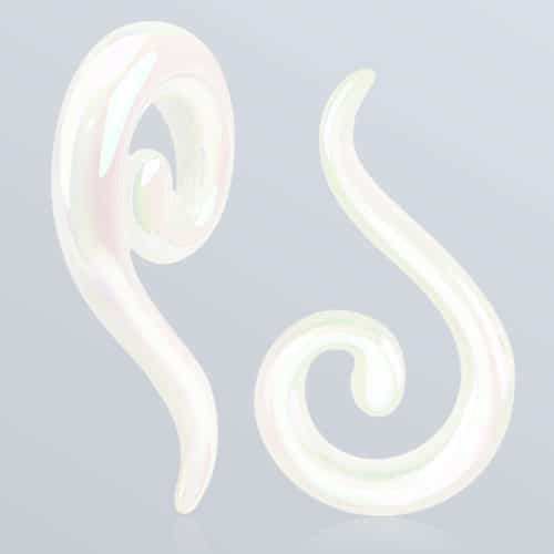 White Pearlescent Spirals (8 gauge - 00 gauge)