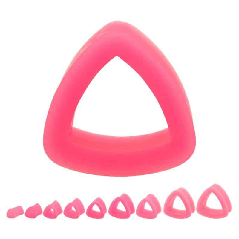 Pink Silicone Triangle Tunnels (2 gauge - 1 inch)