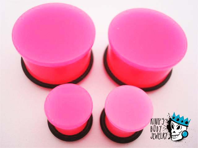 Pink Acrylic Single Flare Plugs (10 gauge - 1 inch)