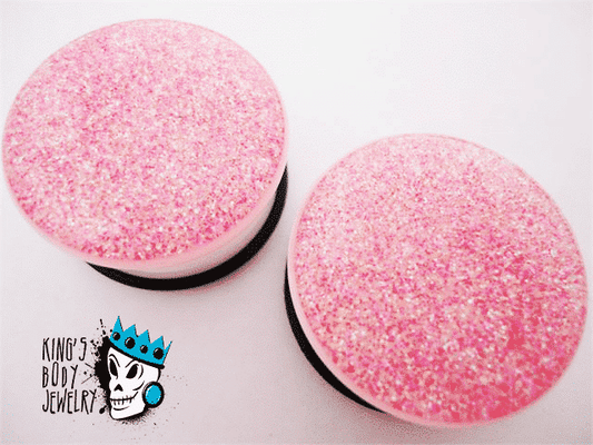 Pink Acrylic Sparkle Plugs (9/16 inch)