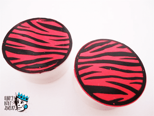 Pink Zebra Silicone Plugs (12mm - 1 inch)