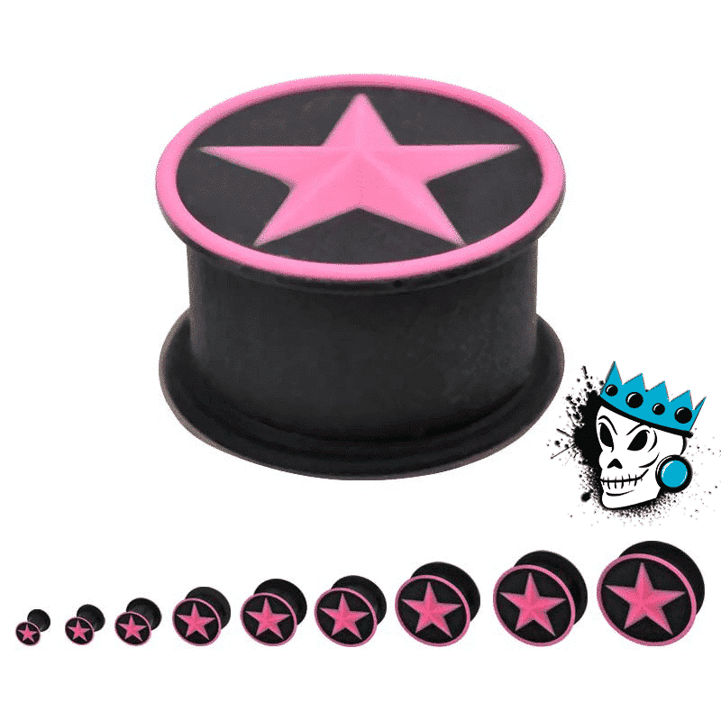 Pink Star Silicone Plugs (12 mm - 15/16 inch)