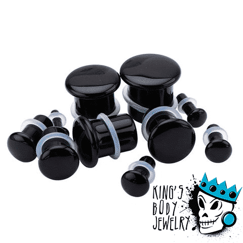 Black Agate Single Flare Stone Plugs (6 guage - 9/16 inch)