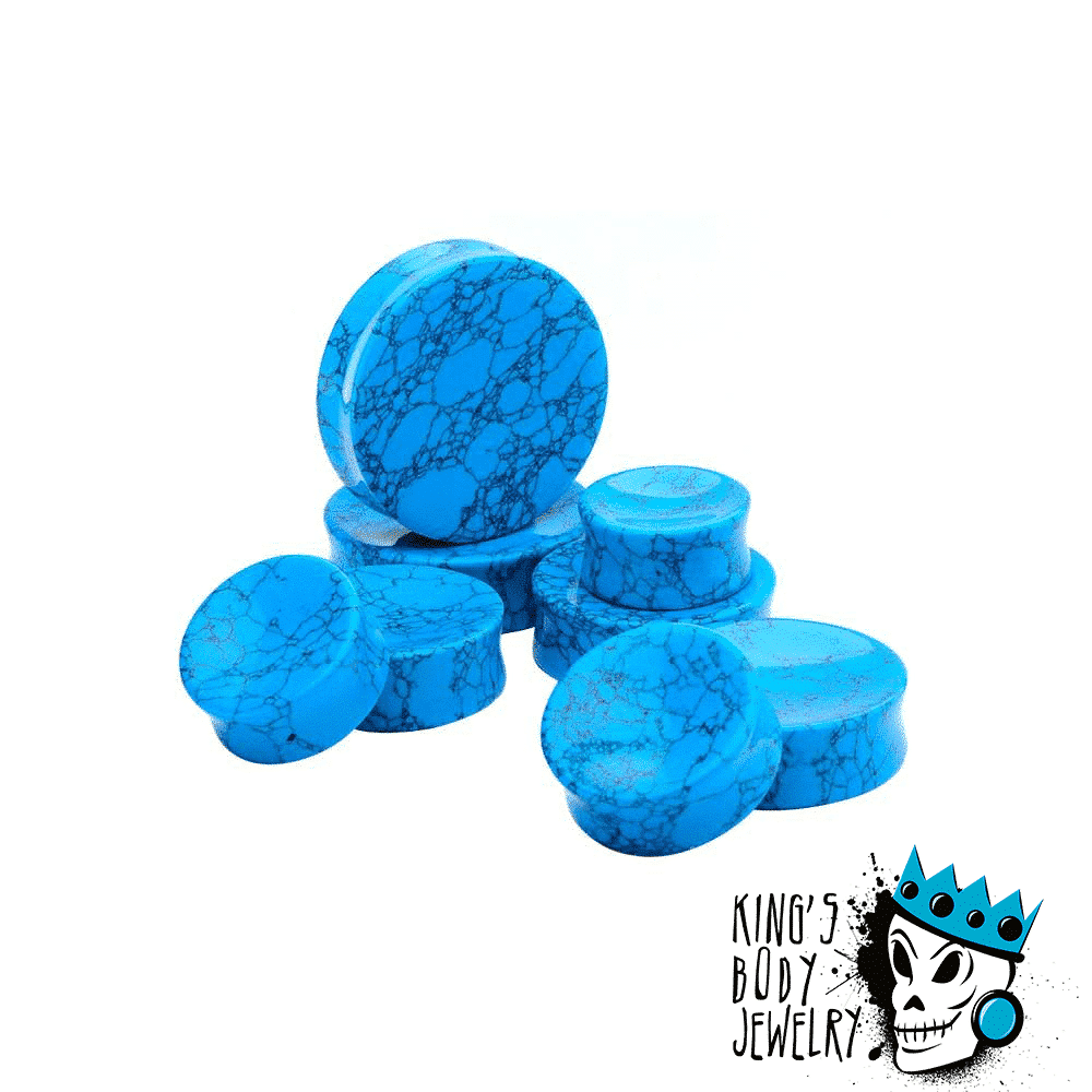 Turquoise Concave Stone Plugs (2 gauge - 1 inch)