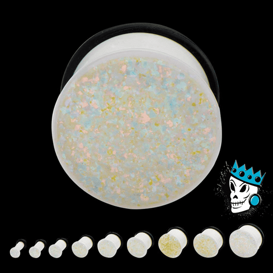 White Acrylic Sparkle Plugs (6 gauge - 5/8 inch)