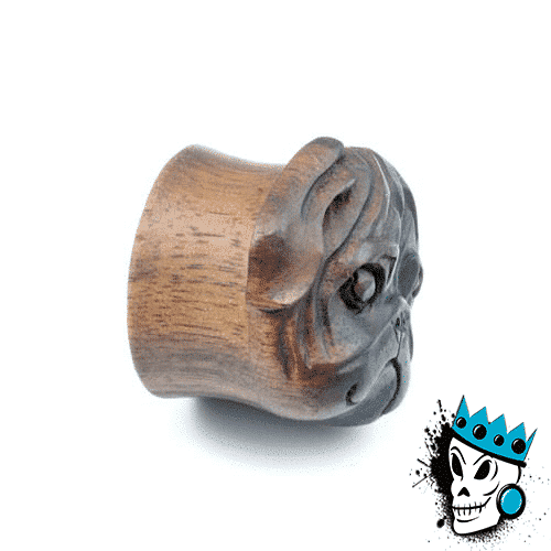 Areng Wood Carved Pug Plugs (11/16 - 15/16 inch)