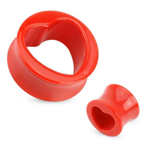Red Acrylic Heart Tunnels (00 gauge - 13/16 inch)