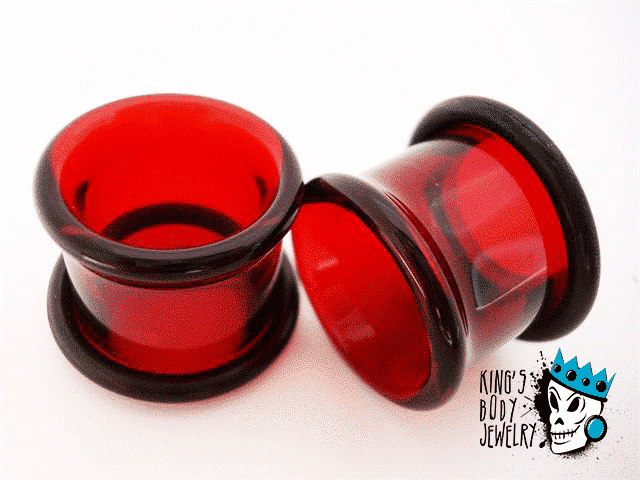 Red Pyrex Glass Single Flare Eyelets (8g - 1 inch)