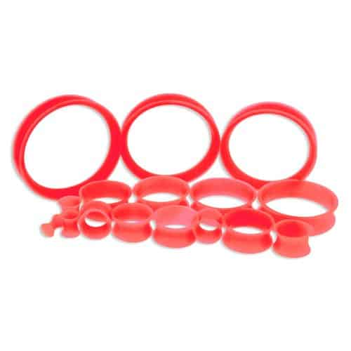 Red Silicone Thin Tunnels (6 gauge - 2 inch)