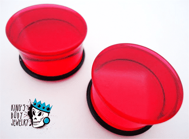 Red Acrylic Single Flare Plugs (10 gauge - 1 inch)