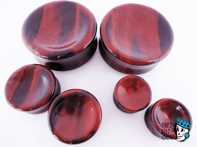 Red Tiger's Eye Concave/Convex Stone Plugs (8 gauge - 7/8 inch)