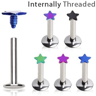 Anodized Star Labret Ring (14 gauge)