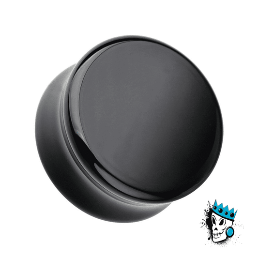 Black Agate Double Flare Stone Plugs (8 gauge - 1 inch)