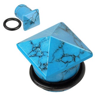 Turquoise Stone Pyramid Plugs (2 gauge - 9/16 inch)