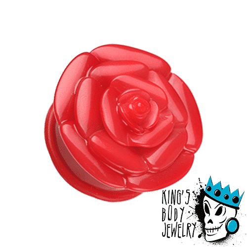 Red Acrylic Rose Plugs (6 gauge - 1 inch)
