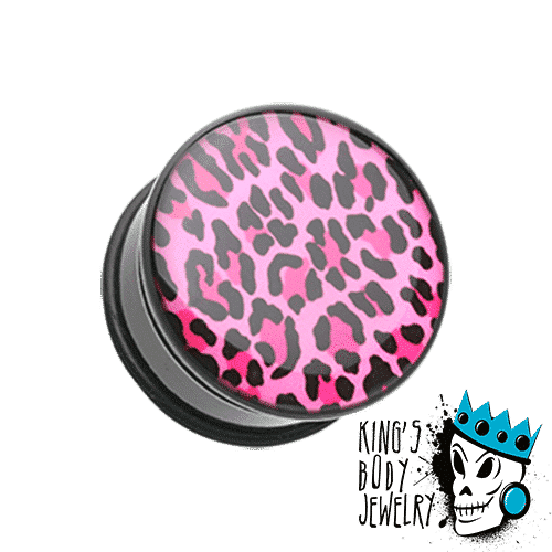 Pink Leopard Plugs (6 gauge - 1 inch)