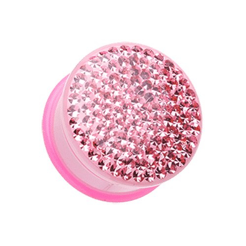 Bling Plug Pink Disco Ball Bling Plugs (6g - 1 inch) | King's Body Jewelry