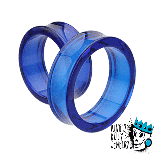 Blue Acrylic Double Flare Tunnels (10 gauge - 2 inch)