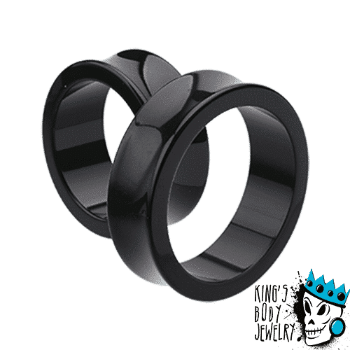 Black Acrylic Double Flare Tunnels (10 gauge - 2 inch)
