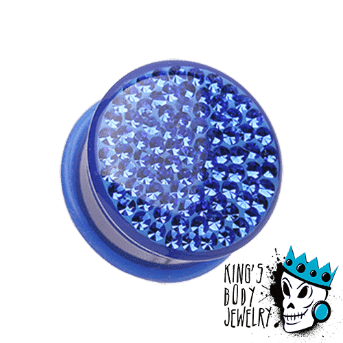 Blue Disco Ball Bling Plugs (6g - 1 inch)