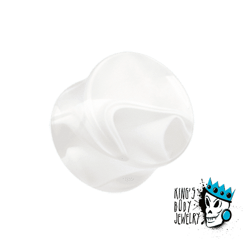 Clear Marble Acrylic Double Flare Plugs (8 gauge - 1 inch)