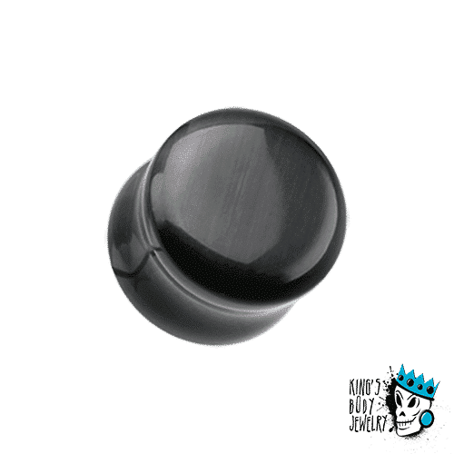 Black Cat Eye Marble Stone Plug (2g - 5/8 inch)