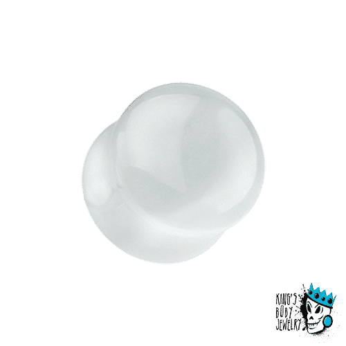 White Cat Eye Marble Stone Plugs (2g - 5/8 inch)