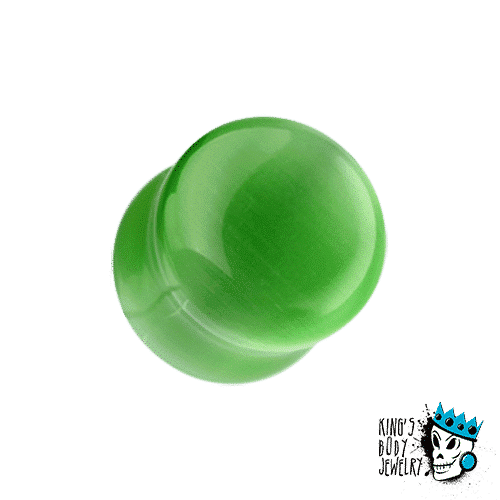 Green Cat Eye Marble Stone Plugs (2g - 5/8 inch)