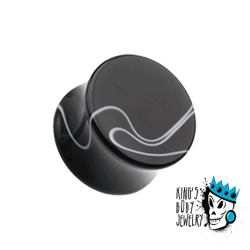 Black Marble Acrylic Double Flare Plugs (8 gauge - 1 inch)