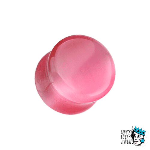 Pink Cat Eye Marble Stone Plugs (2g - 5/8 inch)