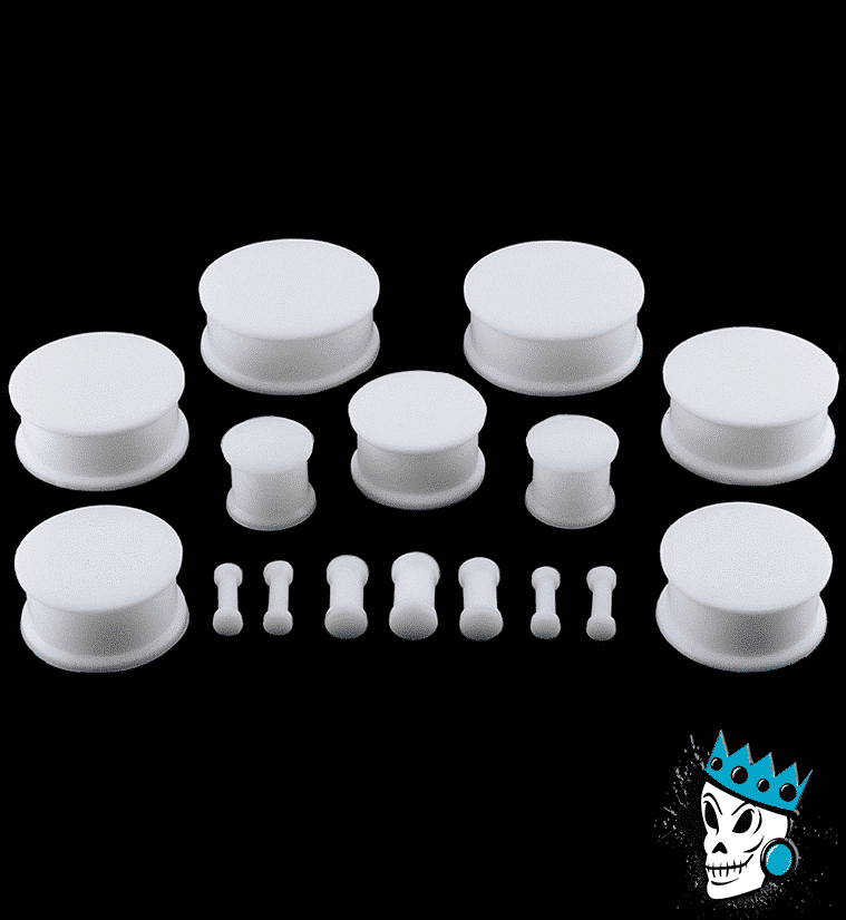 White Solid Silicone Plugs (8g - 2 inch)