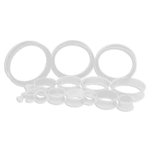 White Silicone Thin Tunnels (8 gauge - 2 inch)