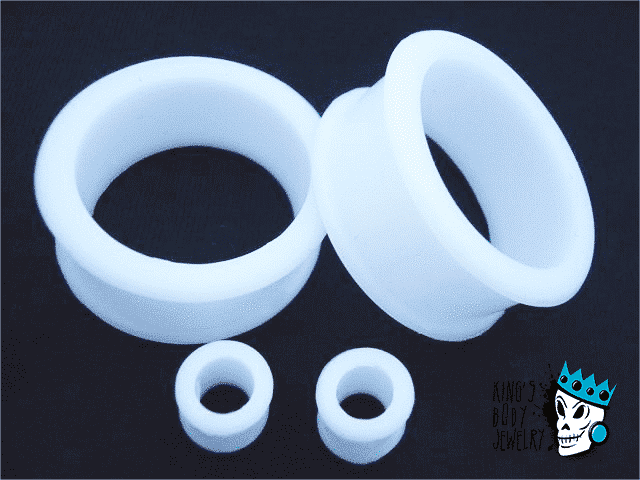 White Silicone Tunnels  (6 gauge - 2 inch)