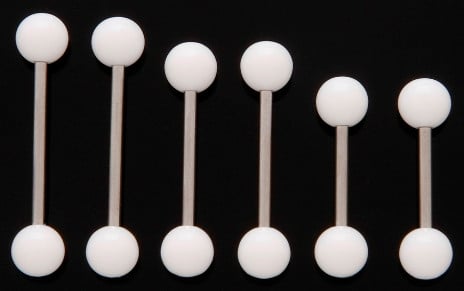 White Bead Straight barbell (14 gauge)