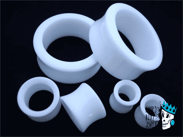White Acrylic Double Flare Tunnels (10 gauge - 2 inch)