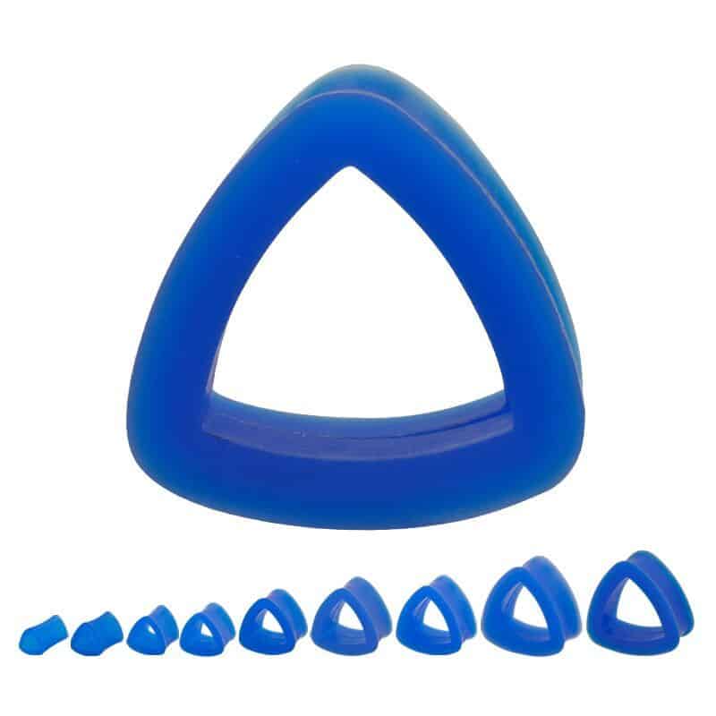 Blue Silicone Triangle Tunnels (0 gauge - 1 inch)