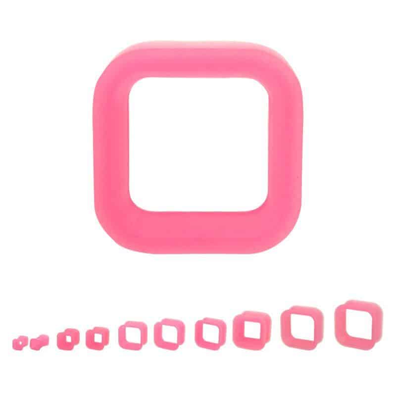 Pink Square Silicone Tunnels  (2g - 1 inch)